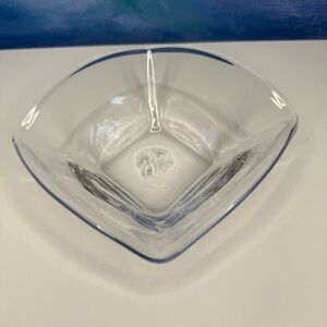 Simon Pearce Woodbury Bowl Signed Hand Blown Glass Square Small Dish Clear 6”